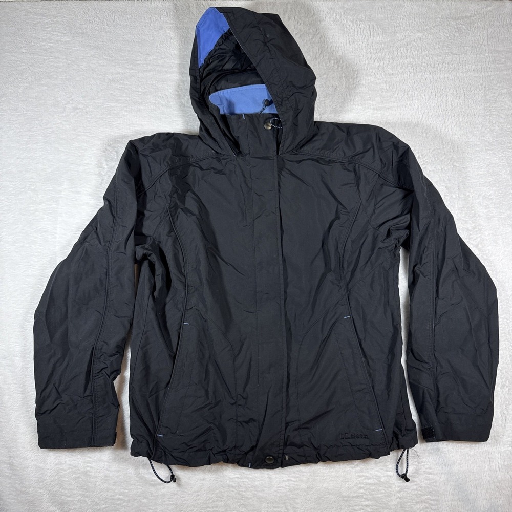 LL Bean Women's 3 in 1 Jacket Shell Windbreaker‎ Black with Blue Lining Small